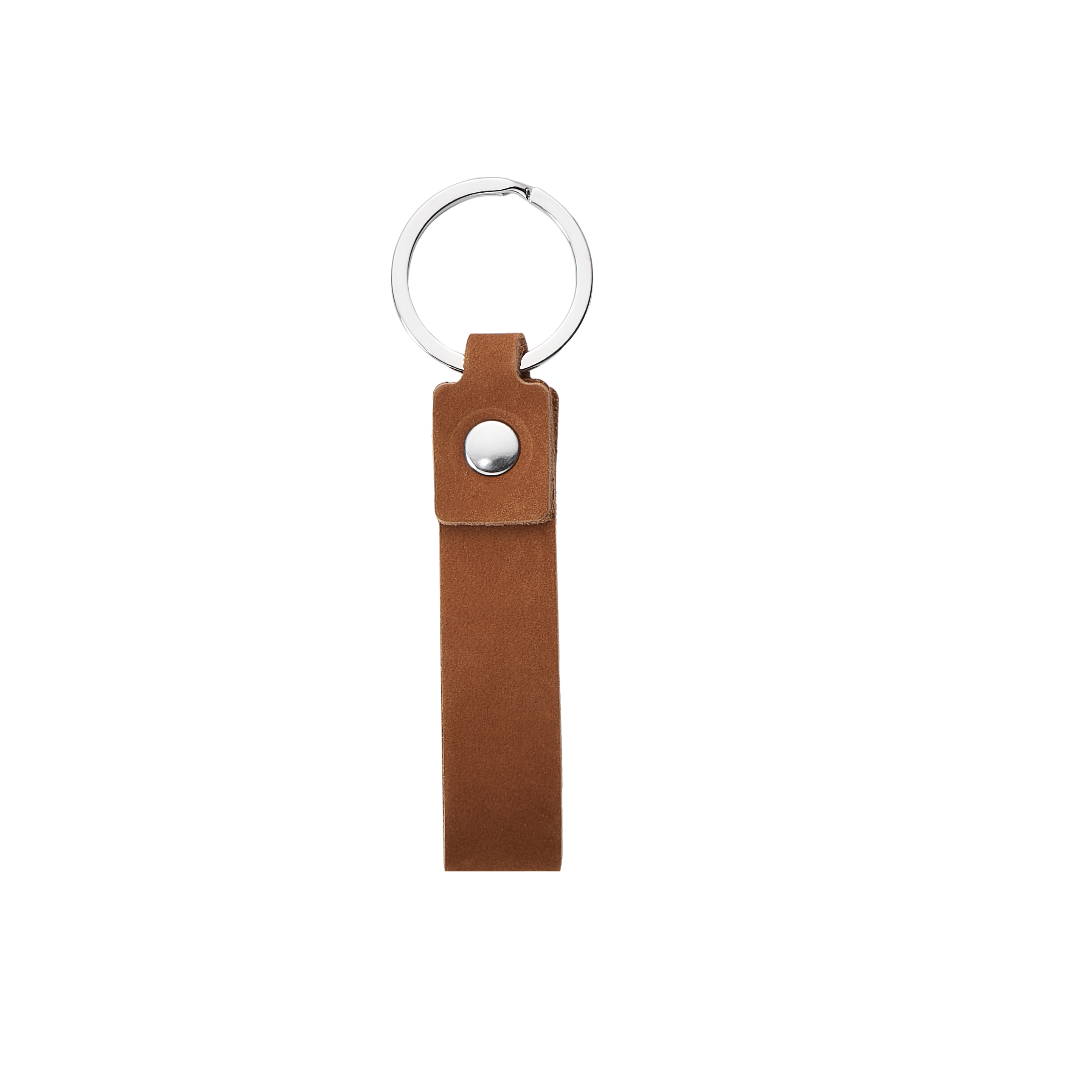 Brown Genuine Leather Slim Keychain